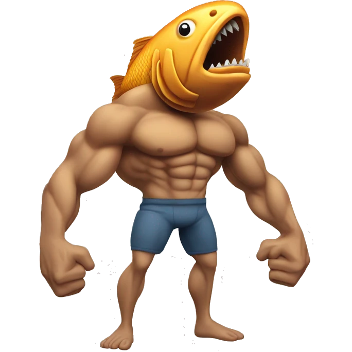 Muscular fish lifting building emoji