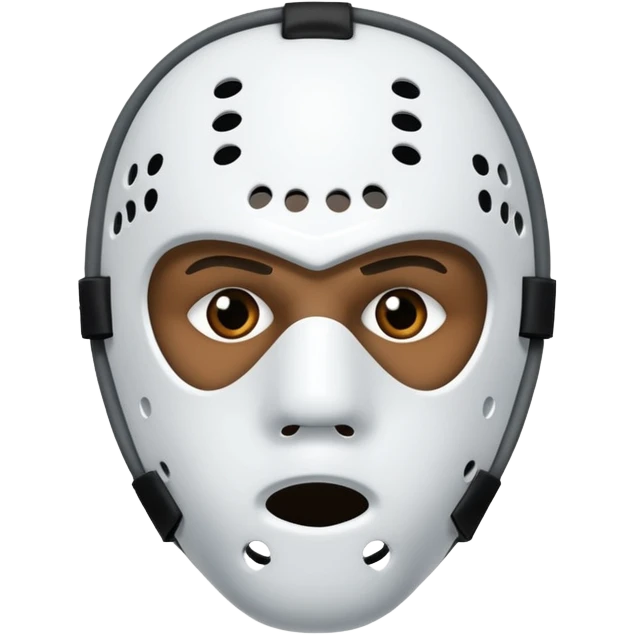 Masque de hockey de kanye west avec deux trous au dessus de la place de vision, et 6 trous en dessous de la place du nez emoji