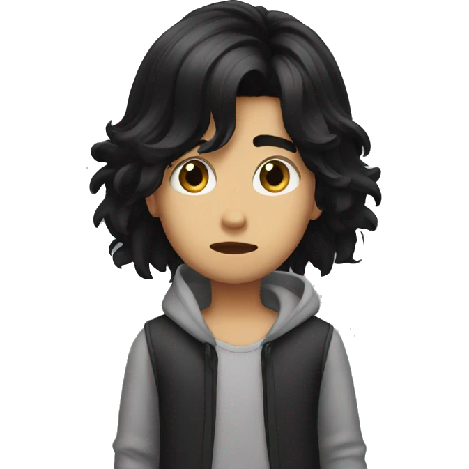long black hair boy attitude  emoji