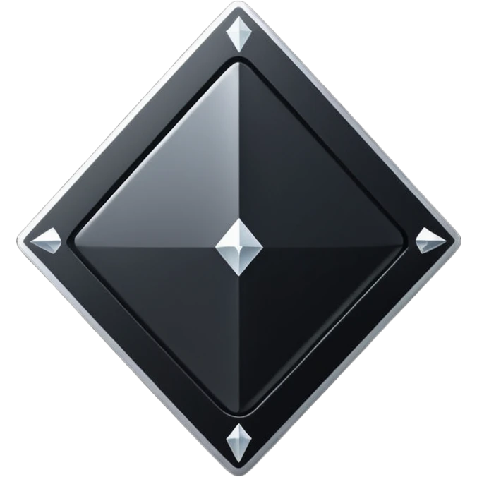 3d diamond shape matte black. diamond shape like on a playing card emoji
