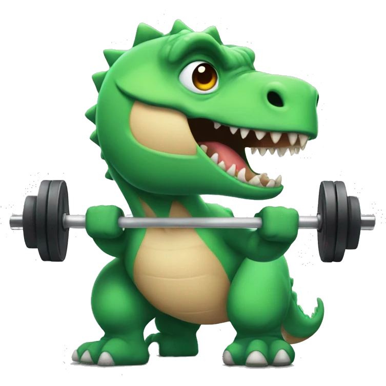 strong dino at gym emoji