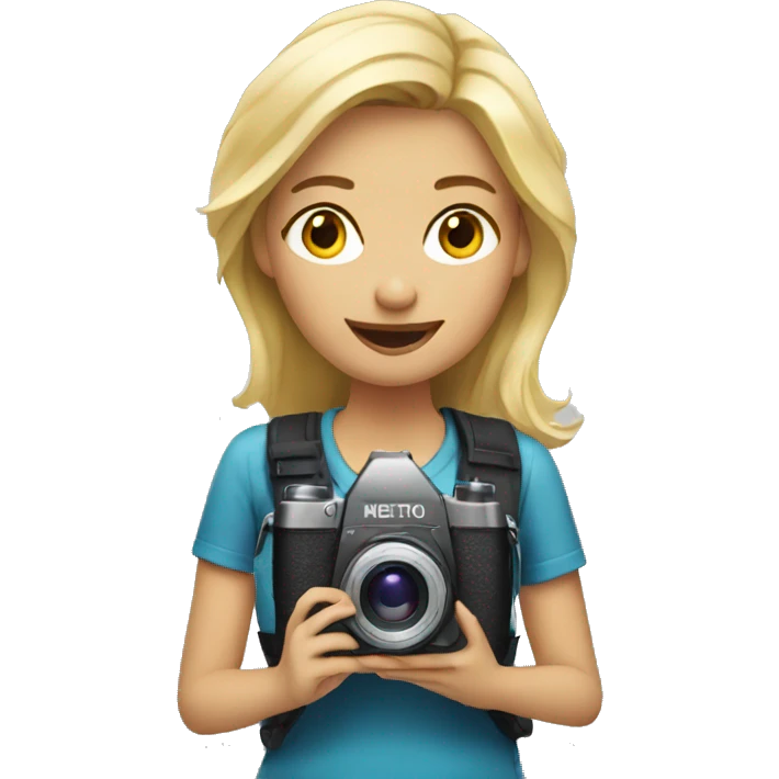 Blonde girl with a camera emoji