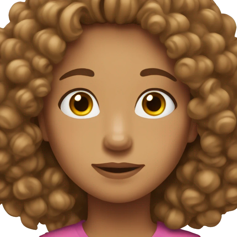 Girl with inhaler tan curly brown hair long emoji