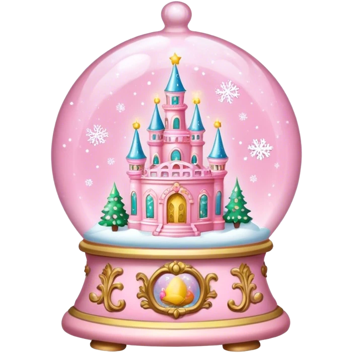 Light pink rococo birthday snow globe emoji