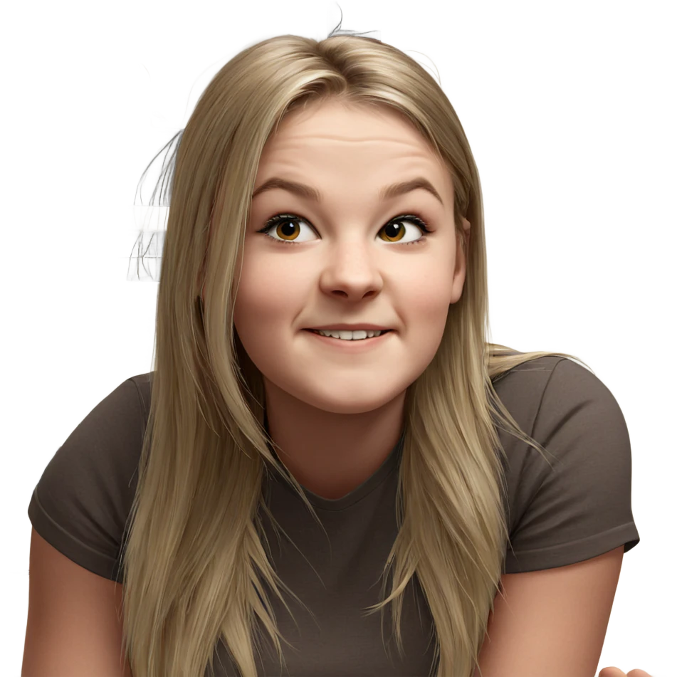 blonde girl indoors looking at viewer emoji