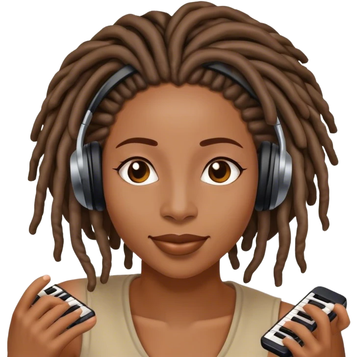 Black woman with locs enjoying music
 emoji