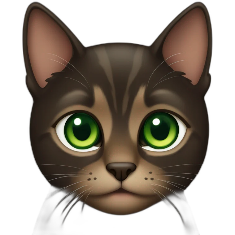 brown and black cat with green eyes emoji