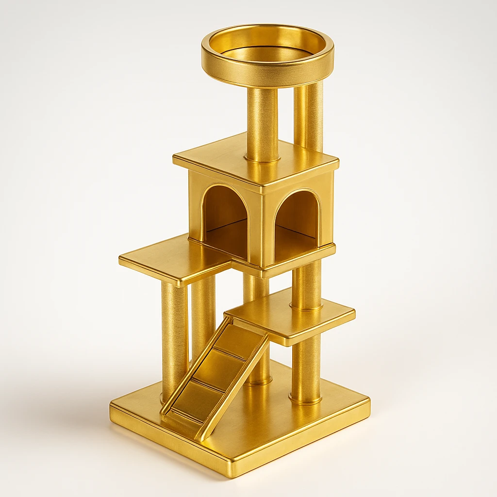 cats relaxing in a vertical playhouse emoji