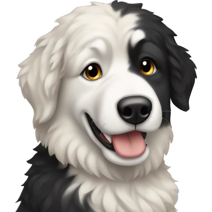 Black and white bernadoodle and blonde husky hugging emoji