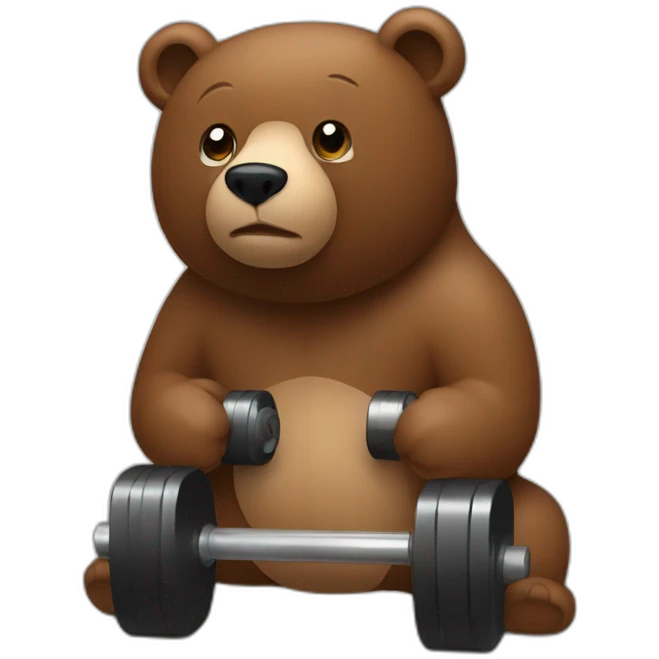 Thin Brown bear Training with dumbbells emoji