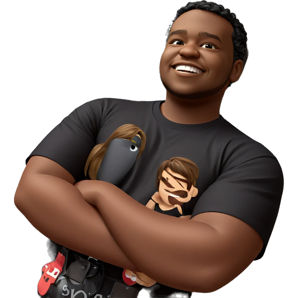 playful smile in black shirt emoji