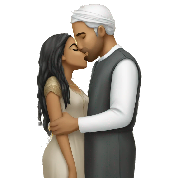 arab girl kissing white man emoji