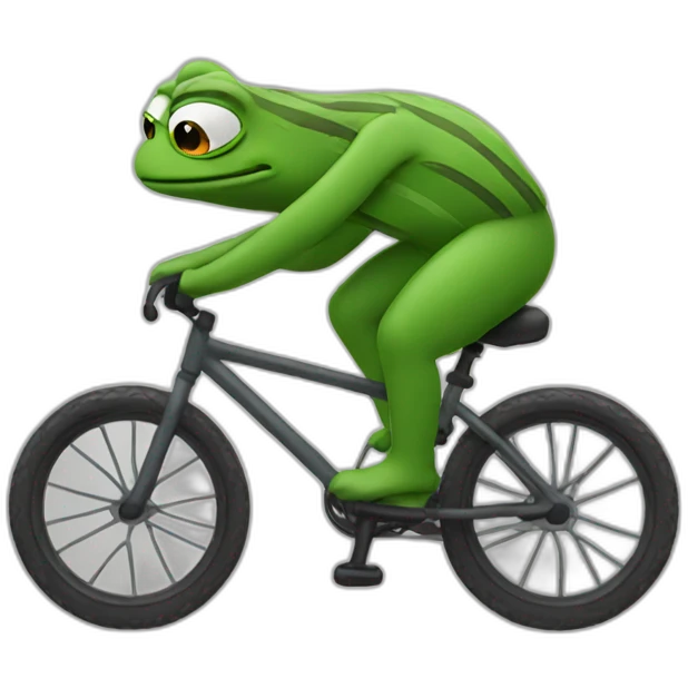 Pepe sad riding mountain bike emoji