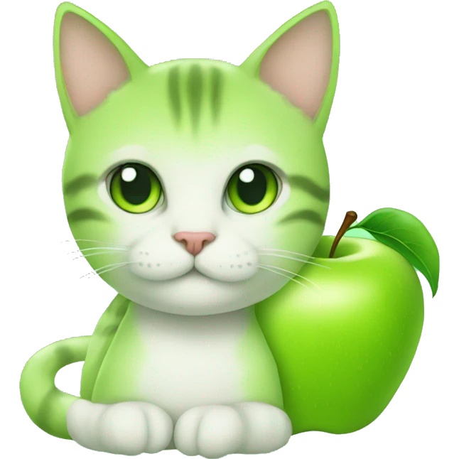green apple, cat emoji