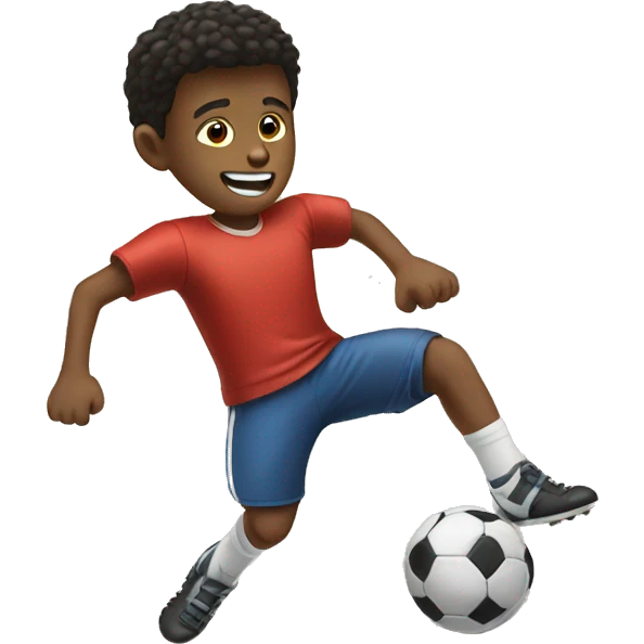 A boy kicks a football emoji