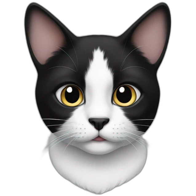 Black and white cat with black nose emoji