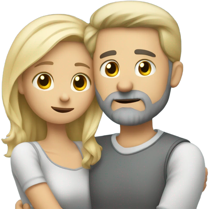 Blonde female friend comforting hug to grey bearded guy friend  emoji
