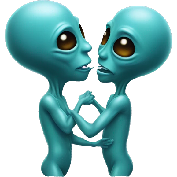 Two aliens kissing each other  emoji