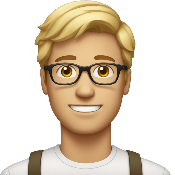 Handsome white man with glasses around 16 years of age. emoji