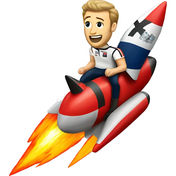 Harry kane riding a rocket covered in German flags emoji