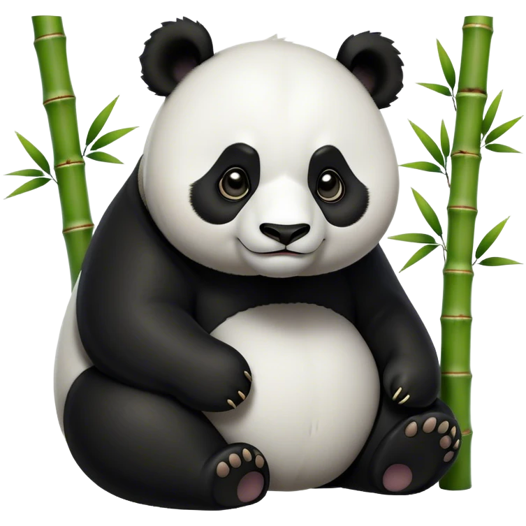 Cinematic Noble Panda Portrait Emoji, Poised and regal, with a robust, sturdy build and a strikingly contrasting black and white Fur, deep-set soulful dark eyes, Simplified yet sharp and sophisticated features, highly detailed, glowing with a soft, dignified glow, high shine, intelligent and gentle, stylized with an air of bamboo forest majesty, focused and attentive, soft glowing outline, capturing the essence of a watchful and confident companion, so majestic it feels as though it could lumber out of the screen with effortless authority! emoji