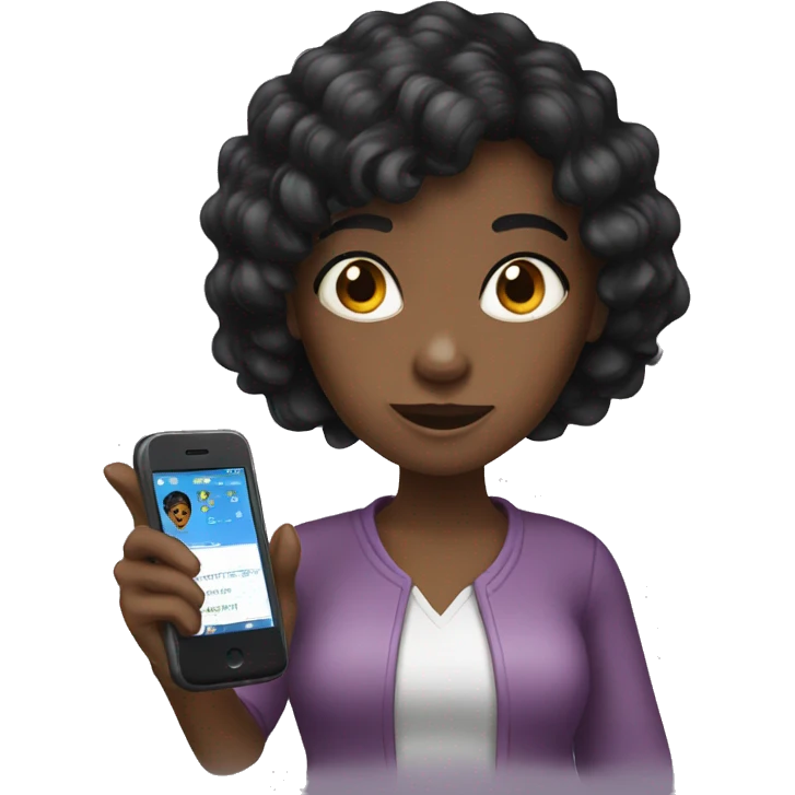 Black hair girl with a phone  emoji
