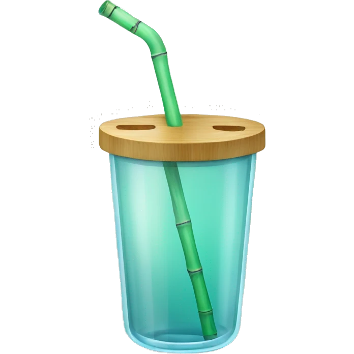 glass with bamboo lid and straw emoji