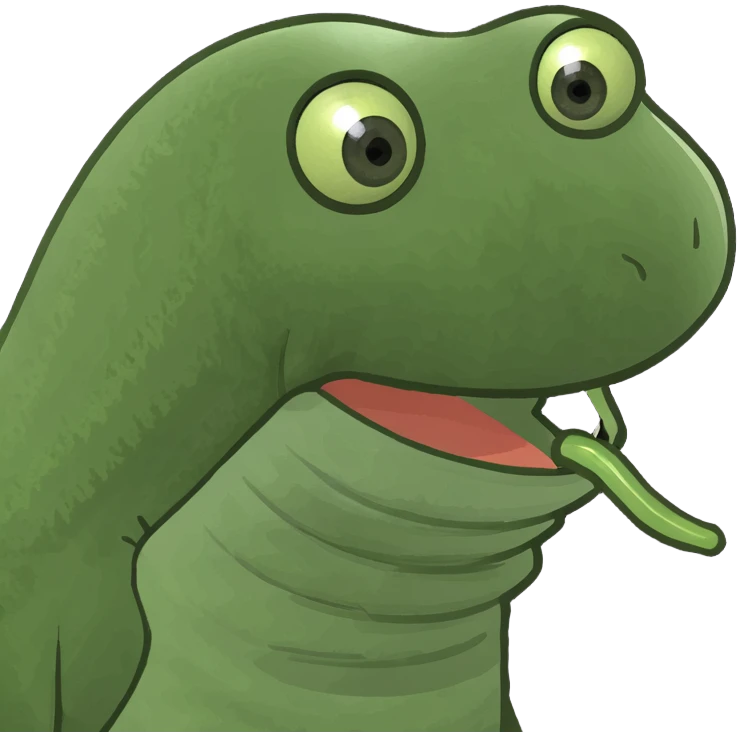Apple with worm emoji