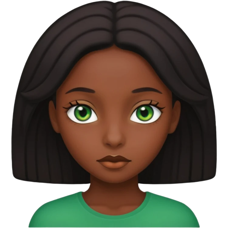 Black girl with green emoji