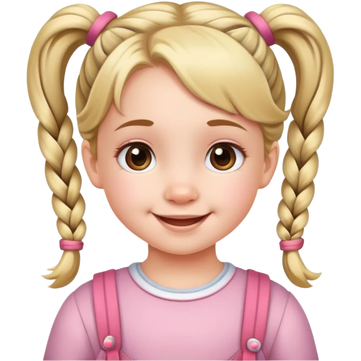 Little girl with pigtails and a cute smile emoji