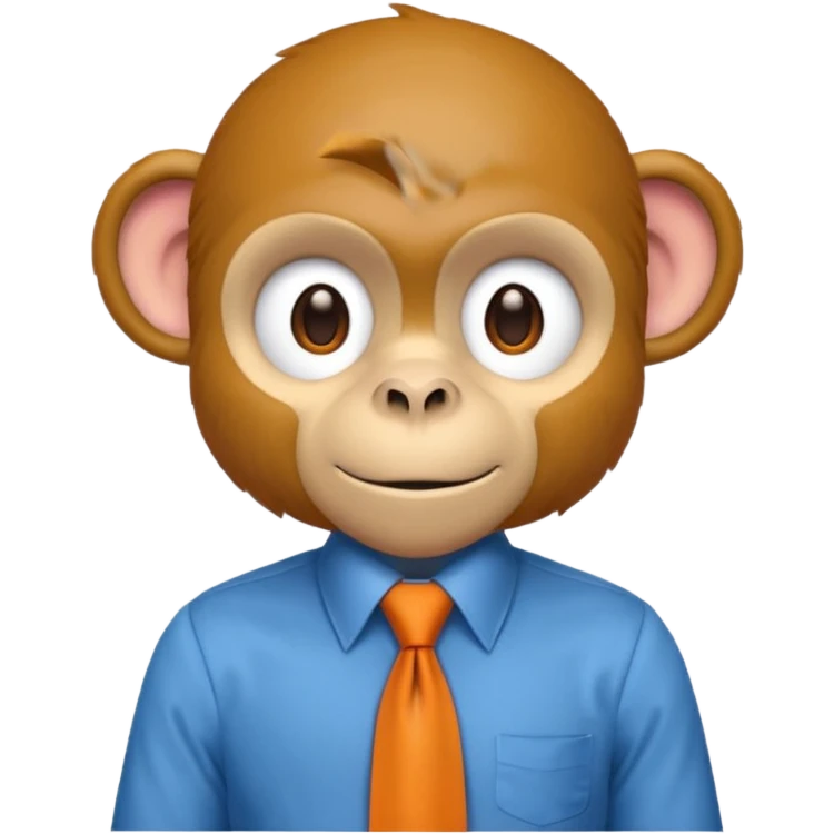 orange monkey with blue shirt,brown tie emoji