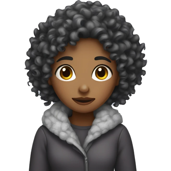 Curly Girl with cold emoji
