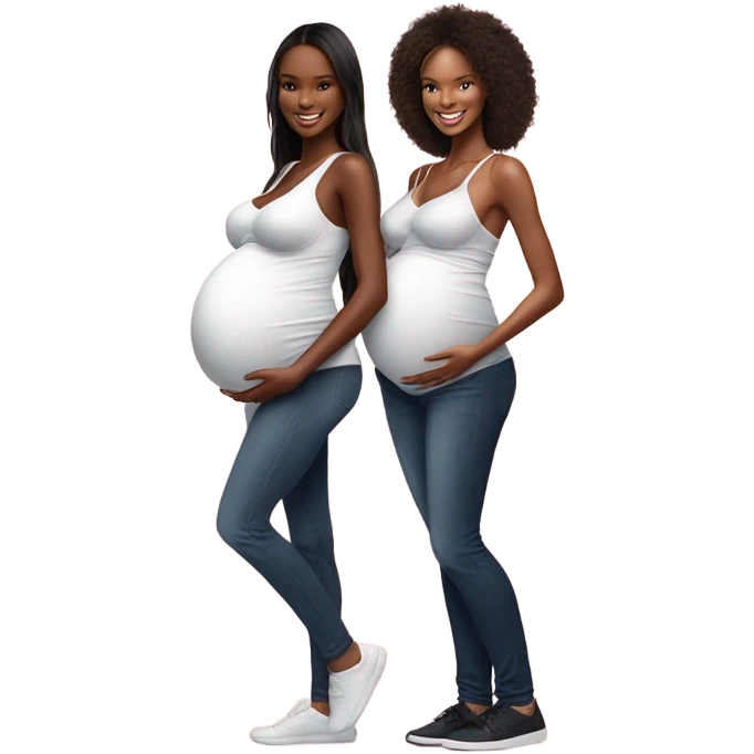 Realistic Photo of 2 Victoria secret models pregnant posing with each other  emoji