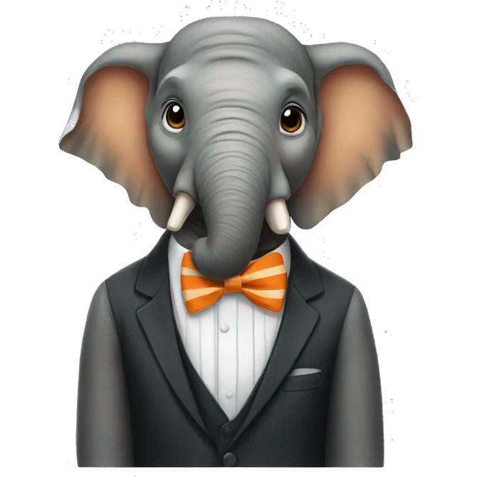 elephant with a tiger striped bow tie emoji