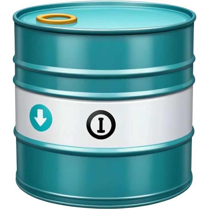 Oil barrel in cool tones with sky blue, teal green, white, and light gray emoji