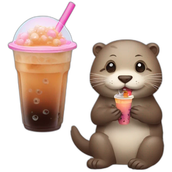 otter with bubble tea emoji
