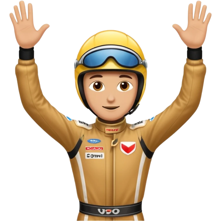 Race driver arms streched out emoji