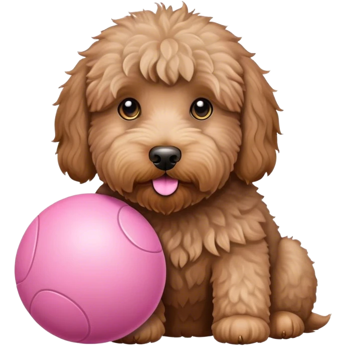 Labradoodle with pink ball emoji