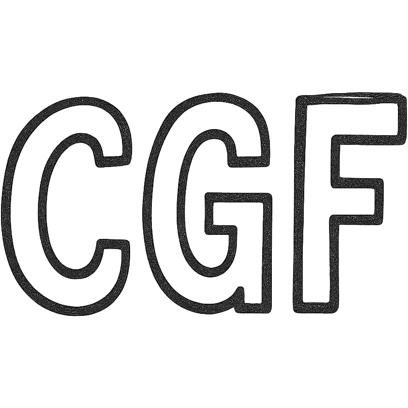 the letters CGF in bold, sans-serif font, black, centered, 128x128, transparent background emoji