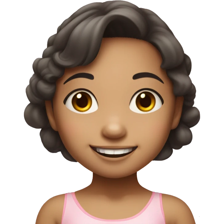 A 5-year old asian girl with brigher skin is happy in ballet suit  emoji