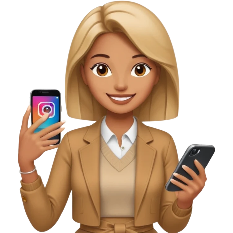 una señora entrando a mi  Instagram  para promocionar mi marca emoji