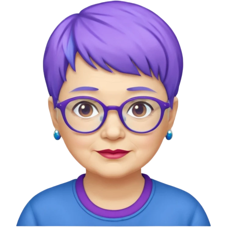 mujer muy mayor un poco gorda pelo azul o morado pixie cut  emoji