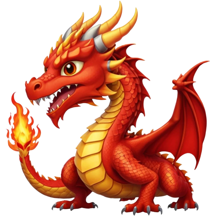 red western dragon breathing fire, fierce expression emoji
