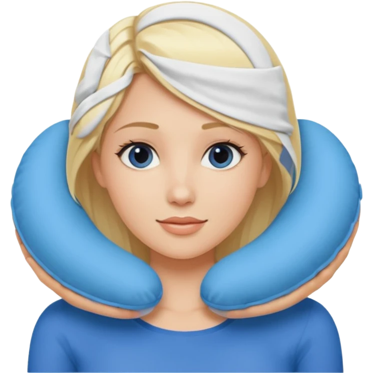 blonde woman using travel pillow  emoji
