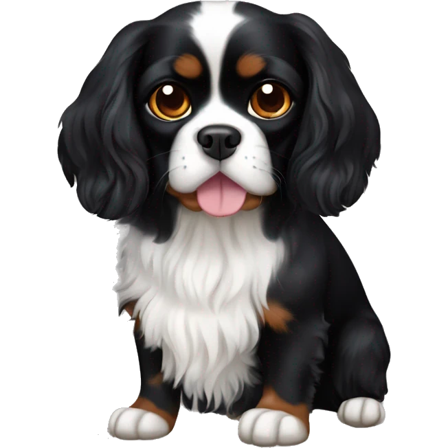 Completely black Cavalier King Charles spaniel emoji
