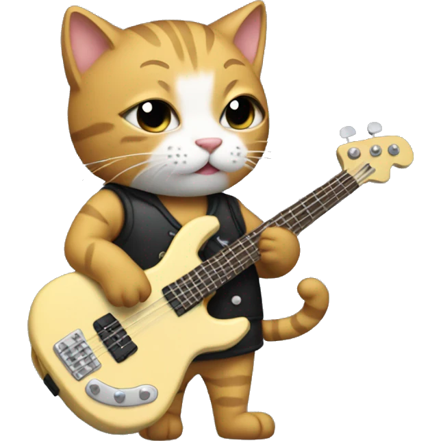 Cat wearing a gi playing bass emoji