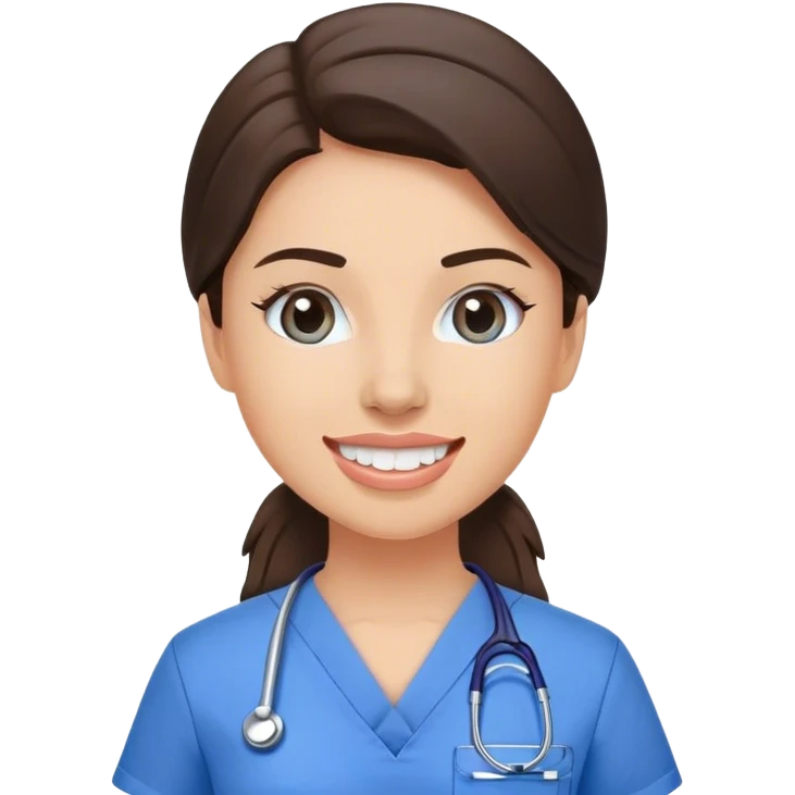 Brunette dental assistant in blue scrub  emoji