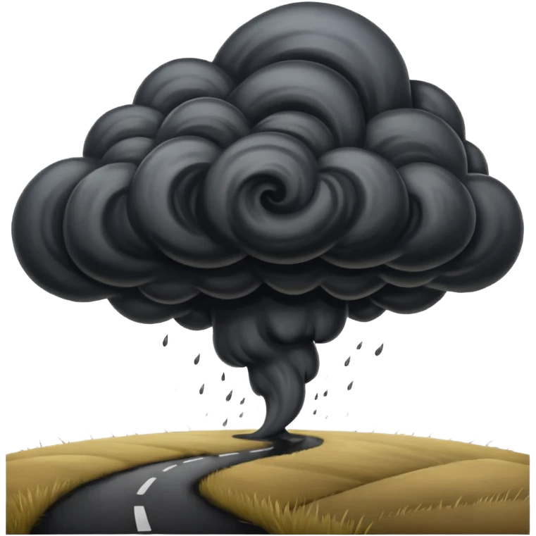A thick dark funnel cloud sweeping across open plains. emoji