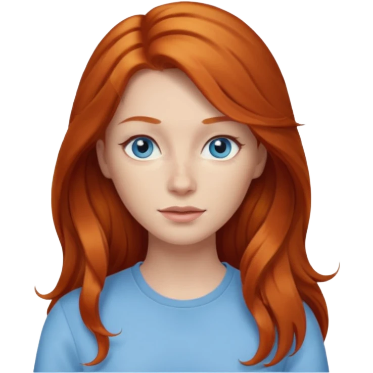 Ginger head woman with long hair and lightblue eyes emoji