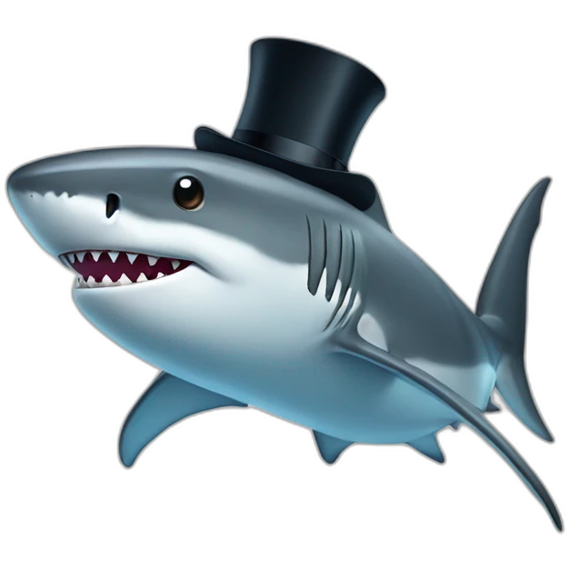 Shark with a top hat emoji